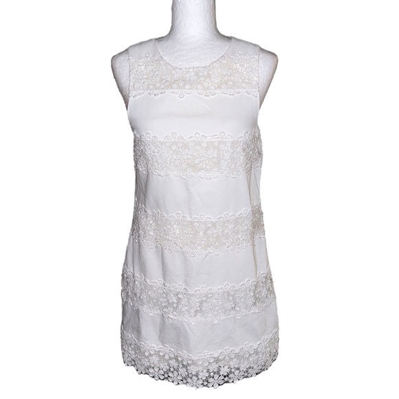 J. Crew White Crochet Floral Lace Stripe Shift Mini Dress - 2 - Picture 6 of 15